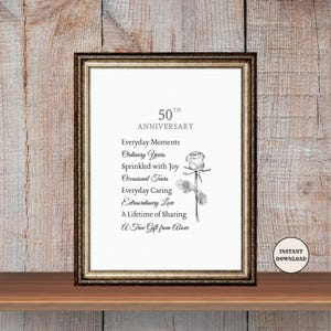 50th Anniversary Gift Printable Poem Frameable Download Couple&#39;s Christian Decor Meaningful 50th Wedding Anniversary Celebration 8x10 Print