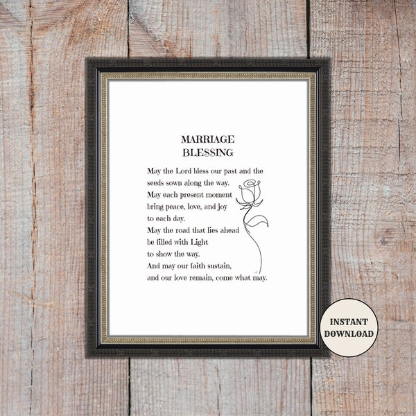 Marriage Blessing, Printable Poem, Anniversary Gift, Religious Instant Download, Frameable Print, Prayer for Couples, Christian Wedding Gift