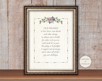 Wedding Vows Print: Marriage Promise, Anniversary Gift (Digital Download)