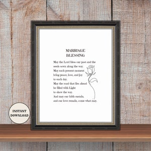 Marriage Blessing Printable Poem, Anniversary Gift, Religious Instant Download, Frameable Print, Prayer for Couples, Christian Wedding Gift