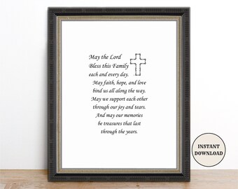 Family Blessing Poem: Christian Prayer Printable - Catholic Home Decor (Digital Download 8x10)