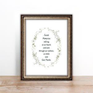 In Remembrance Printable Instant Download Memorial Sympathy Gift Condolence Sweet Memories Grief Gift Digital Frameable 8x10 Bereavement