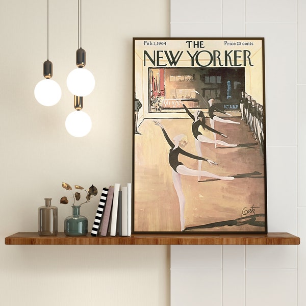 The New Yorker ,Magazine Cover, Exhibition Poster, New Yorker Prints, Home Decor, Wall Art,Digital Download, By Getz,Feb 1 1964, M74.