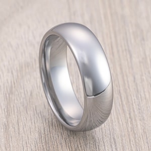 Silver Tungsten Carbide Wedding band High Polish Finish, Men&#39;s and Women&#39;s Dome Ring, 6mm 7mm ring