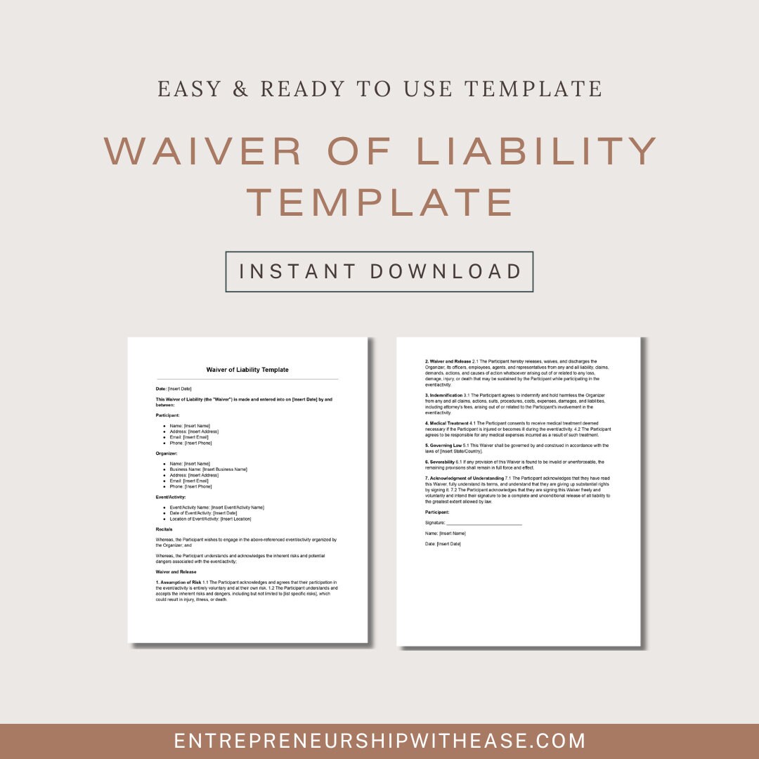 Waiver of Liability Template | Editable Google Docs | Event/activity ...