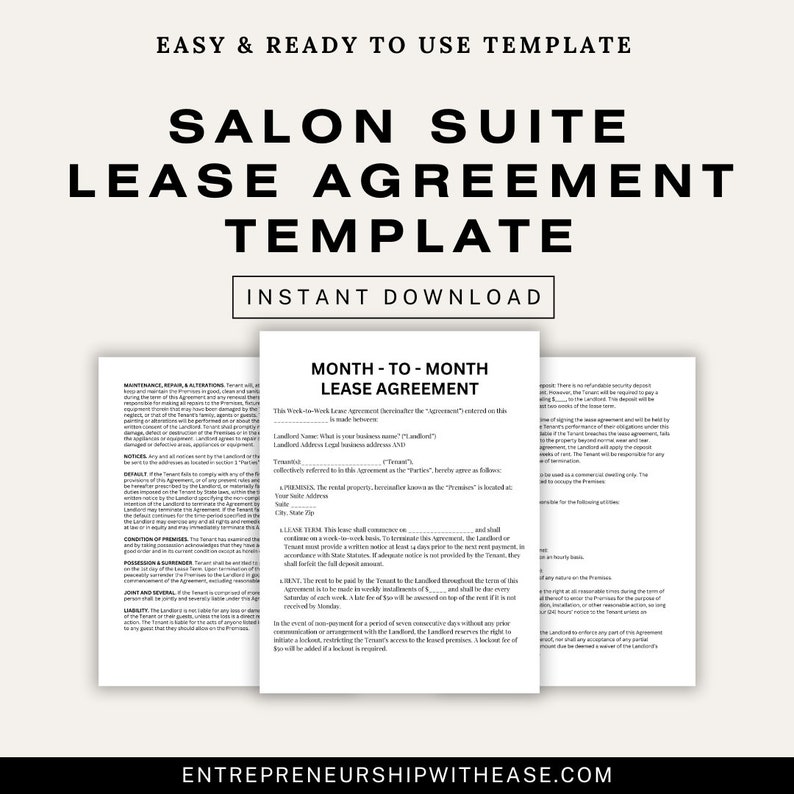 Salon Suite Lease Agreement Template Etsy Salon Suite Lease Agreement Template Etsy