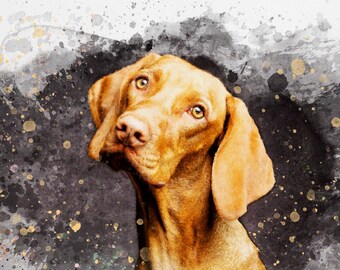 Custom Pet Portrait - Watercolor, from Photo to Digital Art, Wall Decor, Unique Present, Nice Home Decor for Pet Lovers, Made in 3 Days