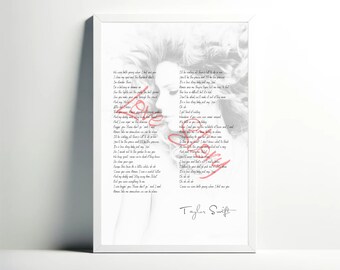 Taylor Swift: Love Story - Lyrics, Digital Wall Art, Music Poster, Fan Gift, Home Decor