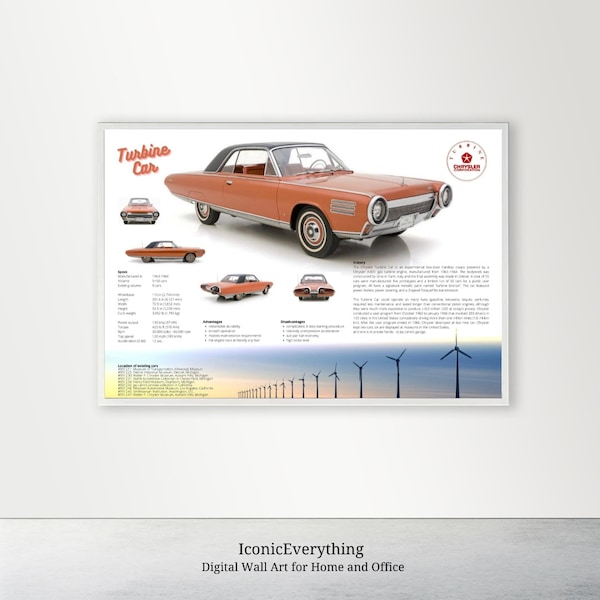 Chrysler Turbine Car Wall Art - Faits et chiffres Poster Voitures classiques
