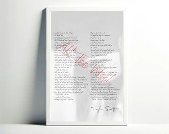 Taylor Swift: All Too Well - Lyrics, Digital Wall Art, Music Poster, Fan Gift, Home Decor