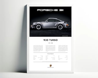 Porsche 911 - 930 Turbo, Digital Wall Art for Car Enthusiasts, Porsche Poster Series in Multiple Sizes