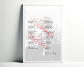 Taylor Swift: Champagne Problems - Lyrics, Digital Wall Art, Music Poster, Fan Gift, Home Decor