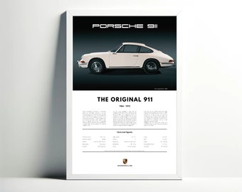 Porsche 911 - The Original, Digital Wall Art for Car Enthusiasts, Porsche Poster Series in Multiple Sizes