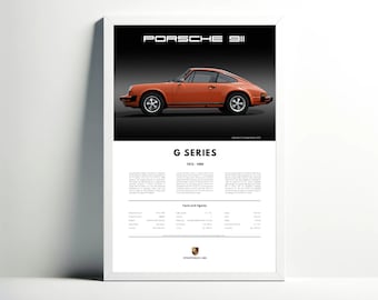 Porsche 911 - G Series, 1973-89, Digital Wall Art for Car Enthusiasts, Porsche Poster Series in Multiple Sizes