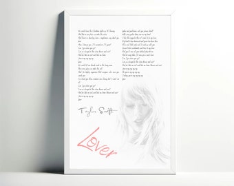Taylor Swift: Lover - Lyrics, Digital Wall Art, Music Poster, Fan Gift, Home Decor