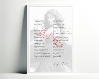Taylor Swift: Last Kiss - Lyrics, Digital Wall Art, Music Poster, Fan Gift, Home Decor