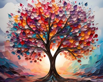 Tree of Alliance - Modern Art, Digital Wall Art, Square Poster, Home Decor, Abstract Painting, Print up to 60x60 in (150x150 cm)