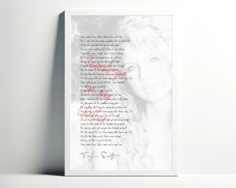 Taylor Swift: Teardrops on my Guitar - Lyrics, Digital Wall Art, Music Poster, Fan Gift, Home Decor
