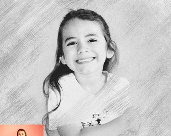 Custom Portrait - B&W Pencil, from Photo to Digital Art, Wall Decor, Unique Present, Nice Home Decor for Family and Friends, Made in 3 Days