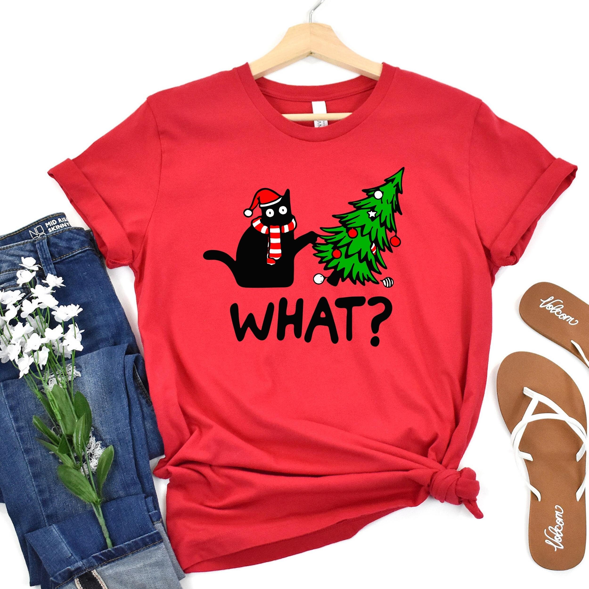 Funny Christmas Cat Shirt What Christmas Cat Shirt Christmas Gifts for Cat Lovers Black Cat