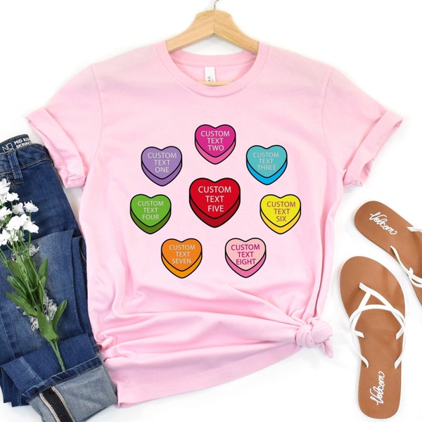 Custom Candy Heart Shirt - Custom  Valentine Conversation Heart Tee - Custom Candy Heart Sweatshirt - Gift For Girlfriend-Candy Hearts Shirt