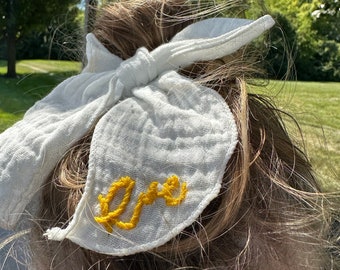 Custom Name Embroidered Bow