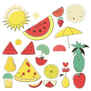 Fun Summer Abstract Vector Pack SVG Download Color // Black and White