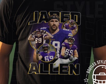 Jared Allen Football Shirt for Men Women Vintage 90s Bootleg Style Classic Graphic Tee Gift for Football Fan Minnesota Retro Streetwear