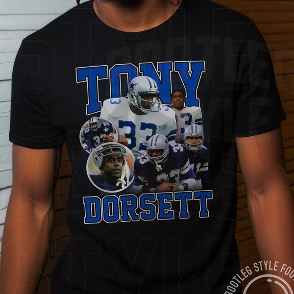 Tony Dorsett Football Shirt for Men Women Vintage 90s Bootleg Style Classic Graphic Tee Gift for Football Fan Retro Dallas Streetwear