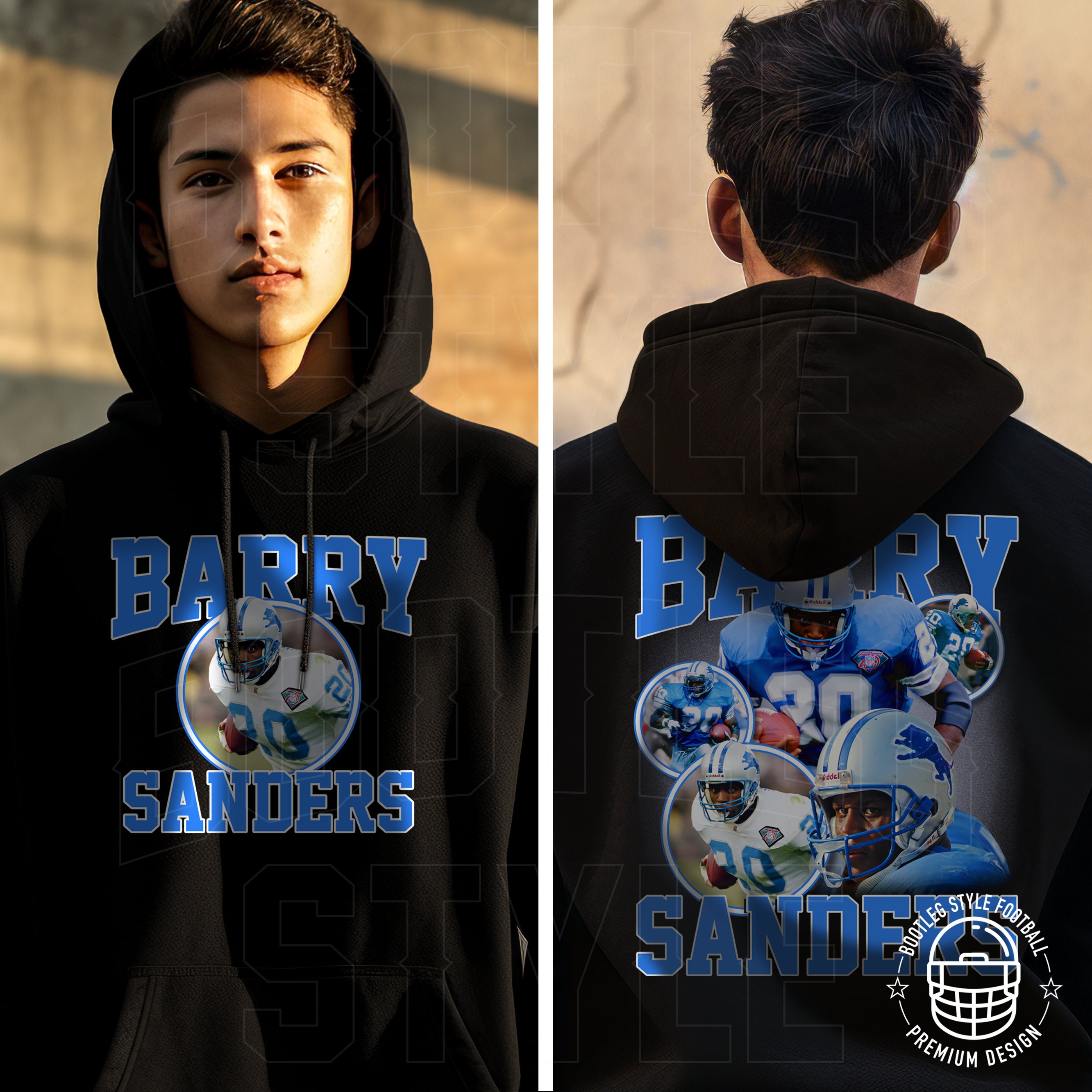 Barry Sanders Hoodie for Men Women Vintage 90s Bootleg Style