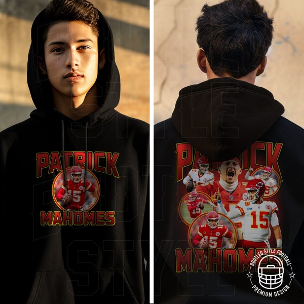 Patrick Mahomes Hoodie for Men Women Vintage 90s Bootleg Style Classic Graphic Hooded Sweatshirt Gift for Kansas City Football Fan