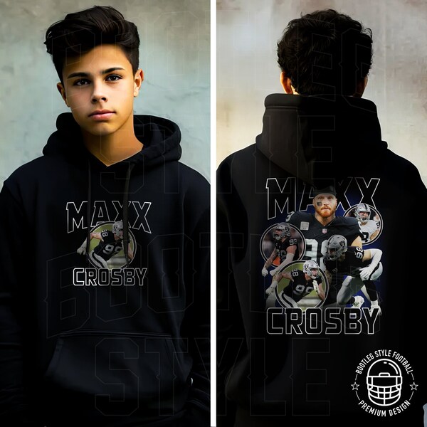 Maxx Crosby 90s Bootleg Style Rap Hoodie for Youth Boys Girls Vintage style Gift for Las Vegas Football fan Hooded Sweatshirt for kids