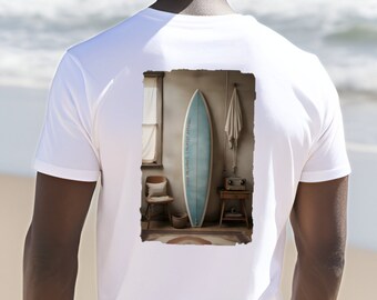 Camiseta Vintage Surfboard Blue Vibe, tabla de surf, unisex, ropa de playa, surfera, regalo surfista