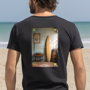 Vintage T-Shirt Surfboard Vinyl Record Player, Surf Tee, Unisex, Surfwear, Beachwear, Surfing, Surfer Shirt