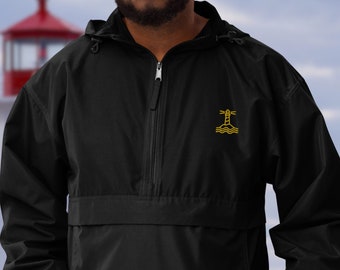 Giacca Champion Lighthouse, antivento, ripiegabile, cappotto invernale, con cappuccio, impermeabile, antivento, mezza cerniera, resistente all'acqua