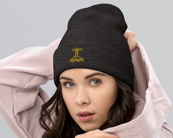 Gorro Isla Faro, bordado, invierno, de punto, surf, accesorio para el frio, regalo surfista