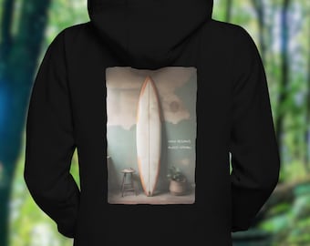 Vintage Surfboard Hoodie, Minimalist Unisex Sweatshirt