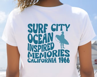 Unisex T-Shirt Surf City, Surfing Tee, California, Ocean, Surfwear, Beachwear, Surfer Shirt