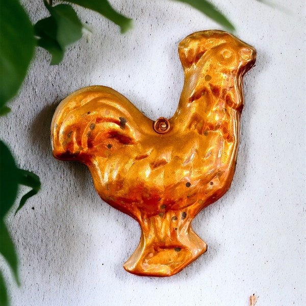 Vintage copper chicken rooster wall mold kitchen decor