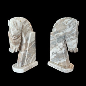 Vintage Horse Head Marble Bookends image 4