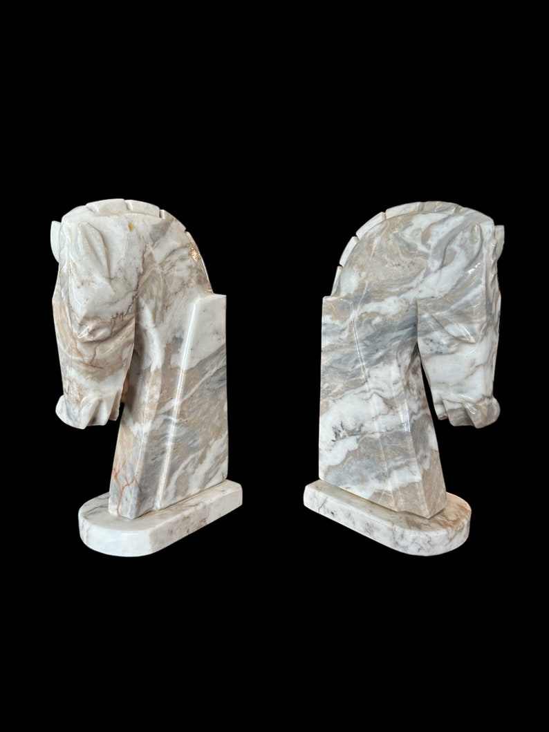 Vintage Horse Head Marble Bookends image 4