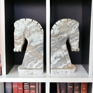 Vintage Horse Head Marble Bookends image 1