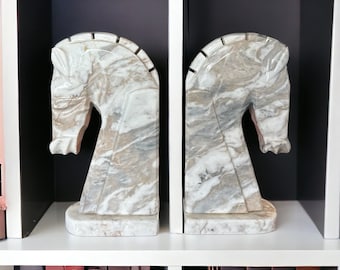 Vintage Horse Head Marble Bookends