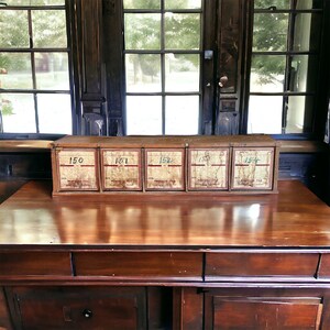 Vintage Wooden Pharmacy Prescription Receipts Apothecary Cabinet