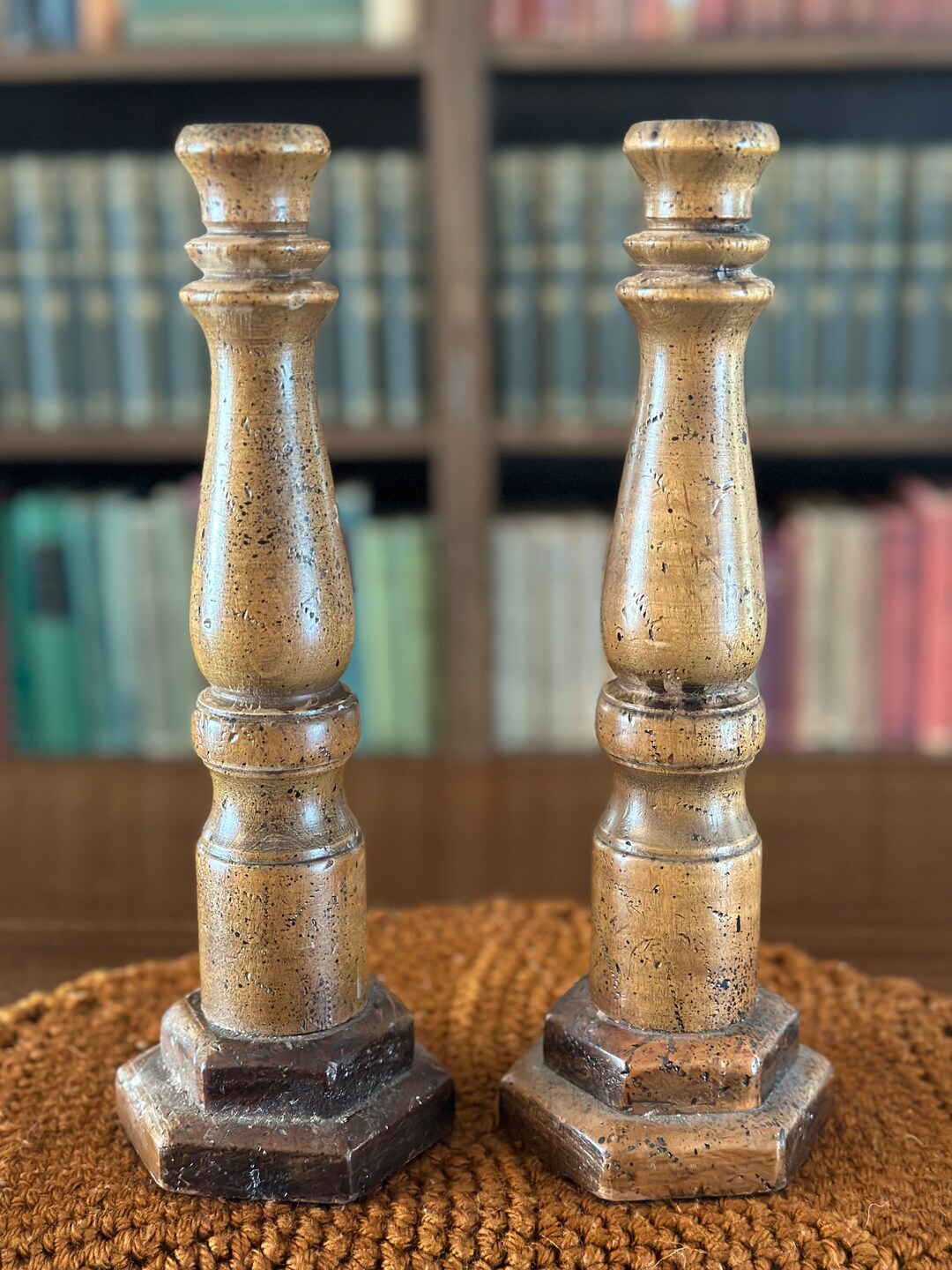 Vintage Chunky Wood Candlesticks 11 Etsy