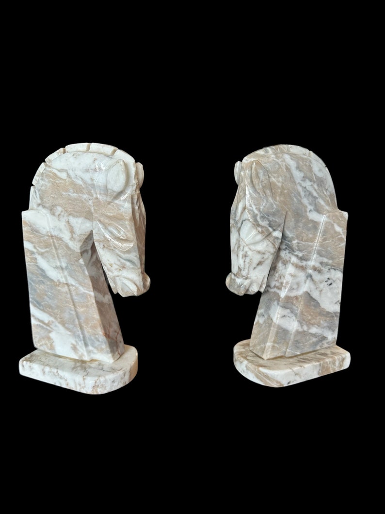 Vintage Horse Head Marble Bookends image 5