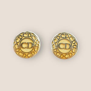 Vintage Authentic Christian Dior Clip On Earrings CD Logo Jewelry Accessory