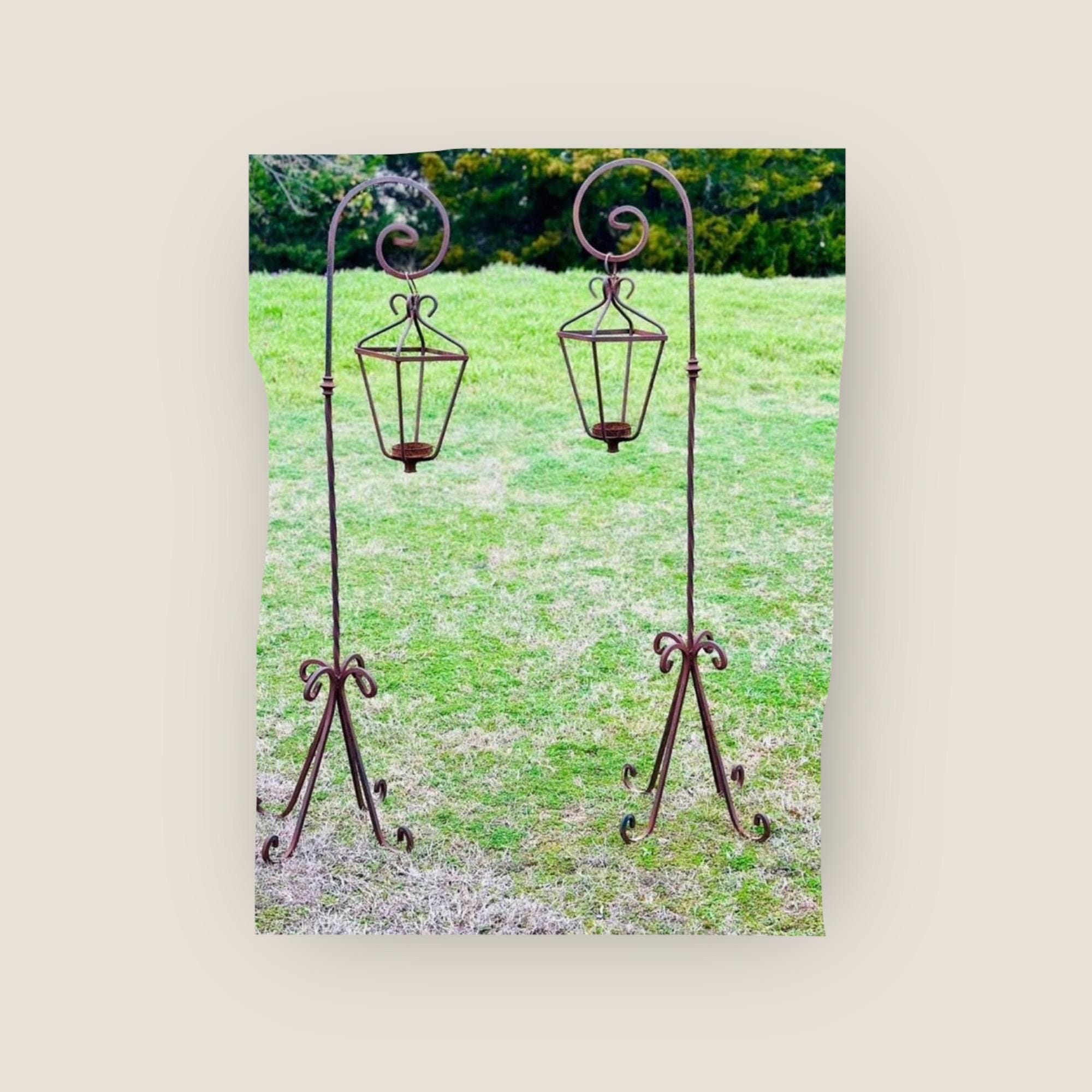 Beautiful set of 2 wrought iron candelabras lanterns