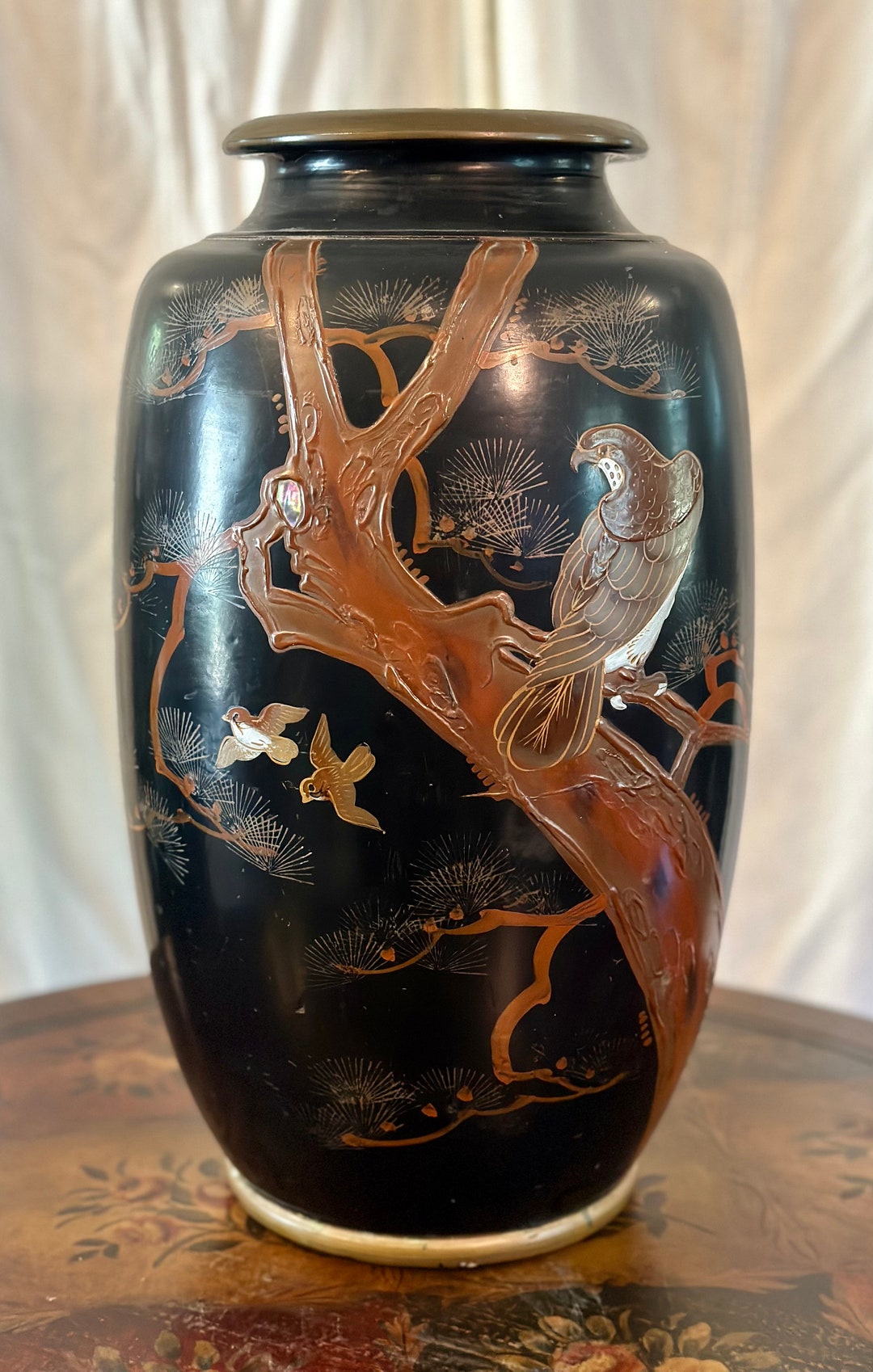 Vintage Asian Floor Vase Large Etsy