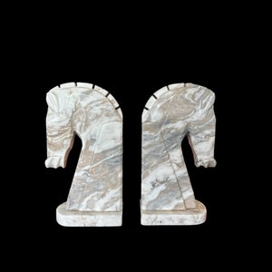 Vintage Horse Head Marble Bookends image 2